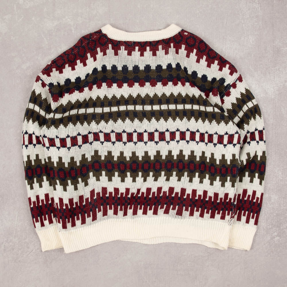 MEN'S VINTAGE 1990S PATTERNED KNITTED JUMPER - MEDIUM