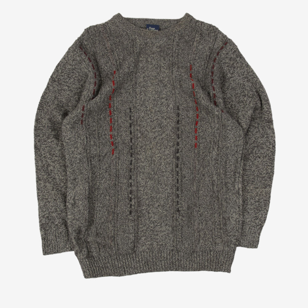 MEN'S VINTAGE 1990S STRUCTURED KNITTED JUMPER - MEDIUM