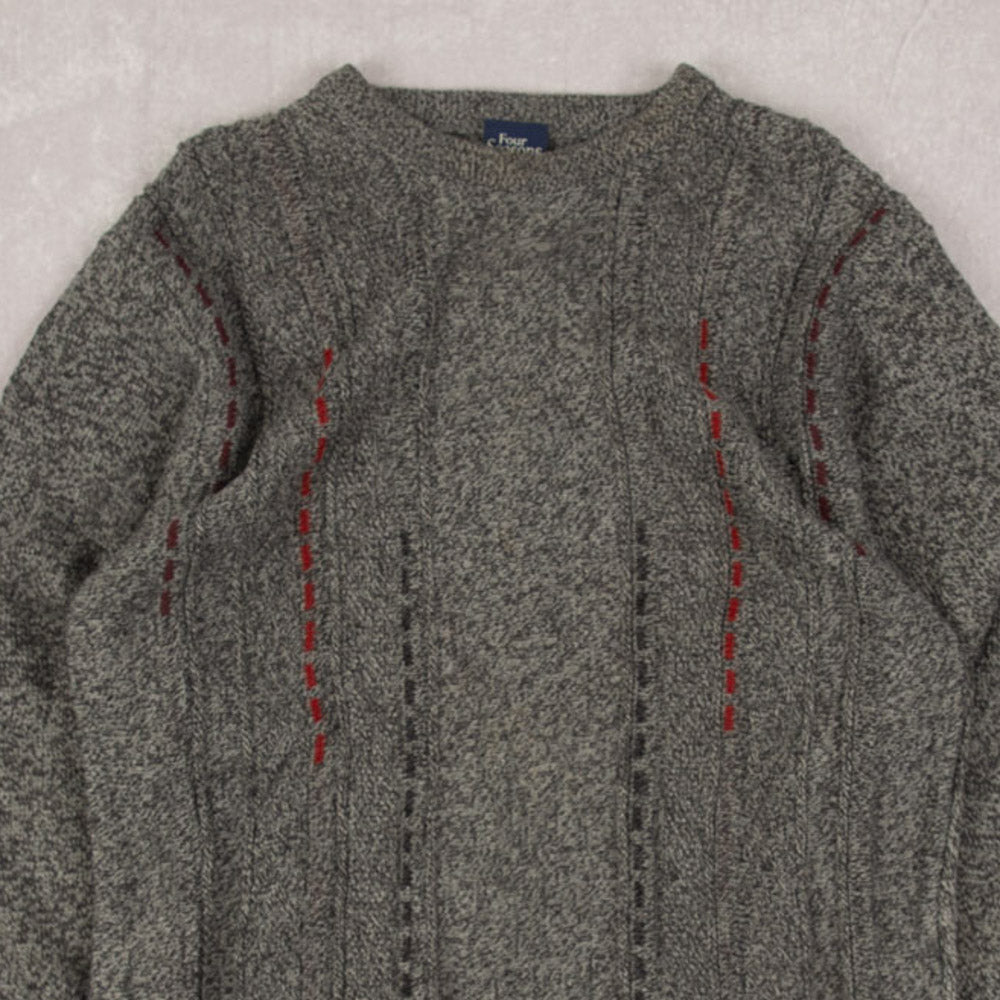 MEN'S VINTAGE 1990S STRUCTURED KNITTED JUMPER - MEDIUM
