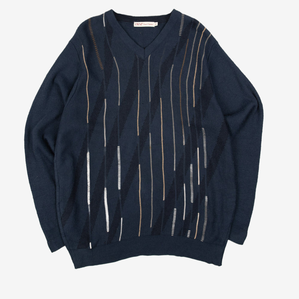 MEN'S VINTAGE 1990S PATTERNED KNITTED JUMPER - LARGE