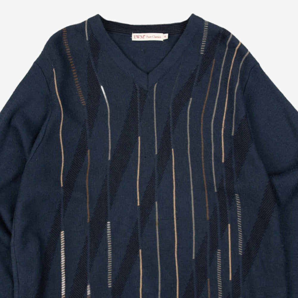 MEN'S VINTAGE 1990S PATTERNED KNITTED JUMPER - LARGE