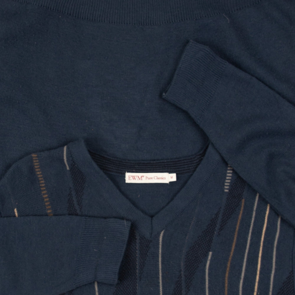 MEN'S VINTAGE 1990S PATTERNED KNITTED JUMPER - LARGE