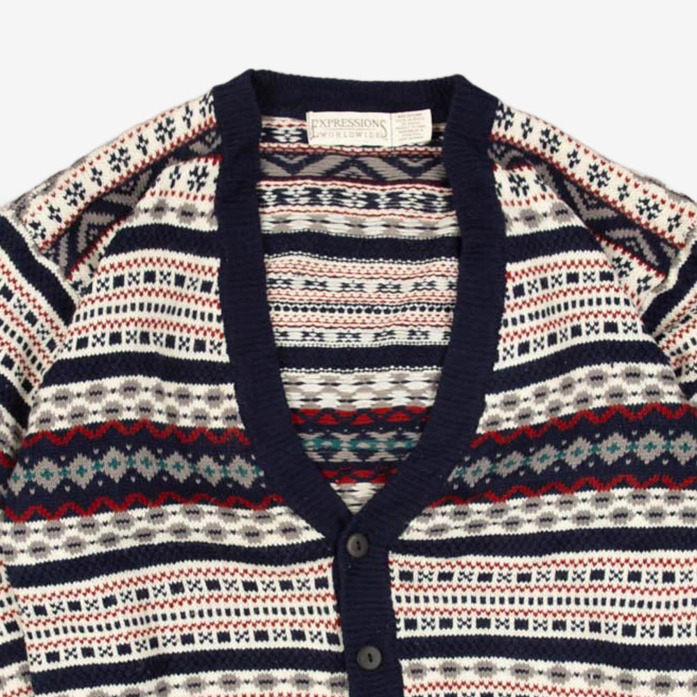 MEN'S VINTAGE 1990S STRUCTURED KNITTED CARDIGAN - MEDIUM