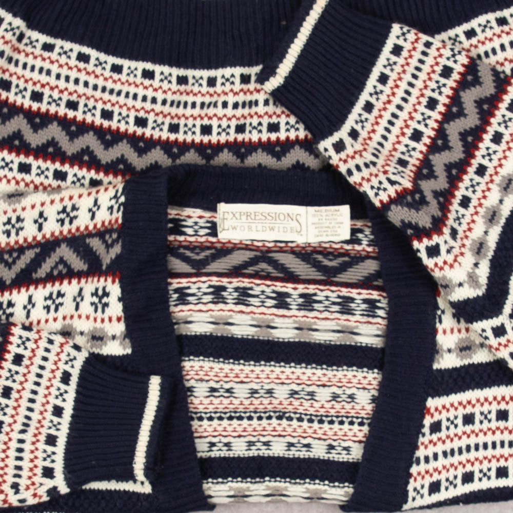 MEN'S VINTAGE 1990S STRUCTURED KNITTED CARDIGAN - MEDIUM