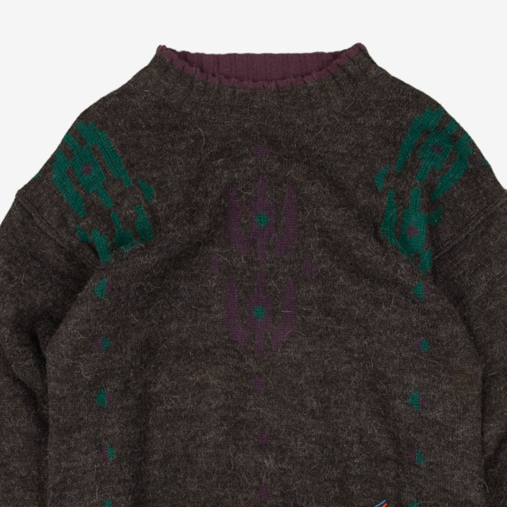 MEN'S VINTAGE 1990S PATTERNED KNITTED JUMPER - MEDIUM
