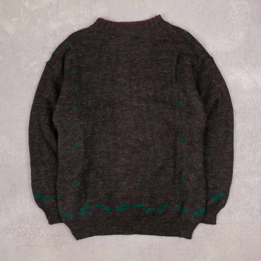 MEN'S VINTAGE 1990S PATTERNED KNITTED JUMPER - MEDIUM