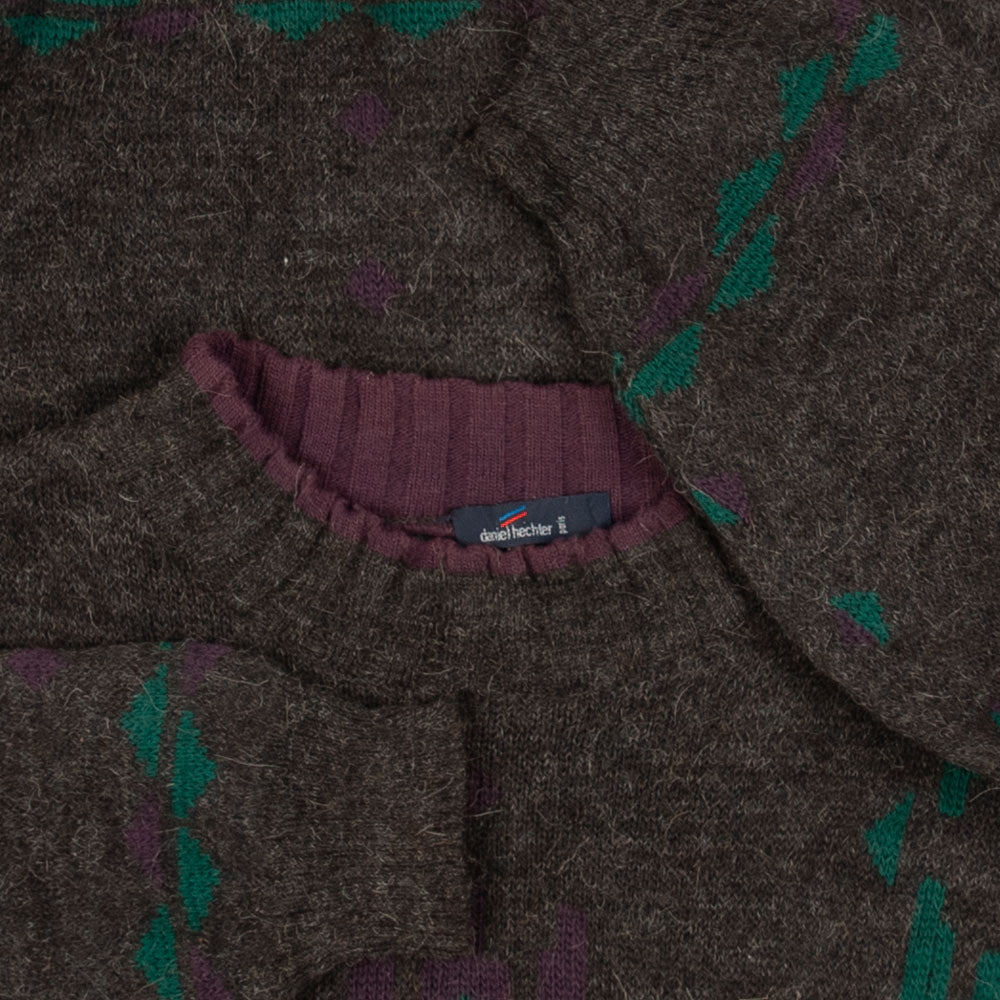 MEN'S VINTAGE 1990S PATTERNED KNITTED JUMPER - MEDIUM