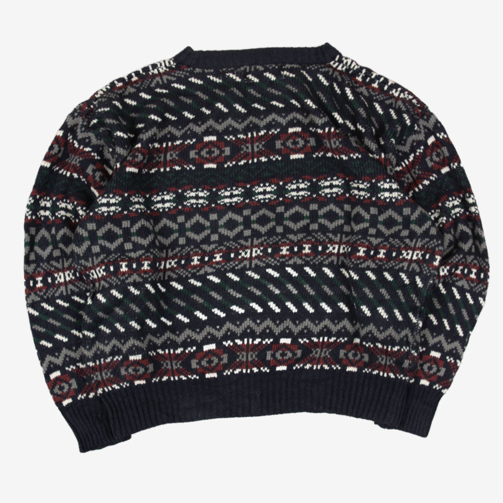 MEN'S VINTAGE 1990S PATTERNED KNITTED JUMPER - MEDIUM