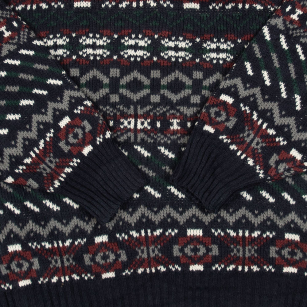 MEN'S VINTAGE 1990S PATTERNED KNITTED JUMPER - MEDIUM