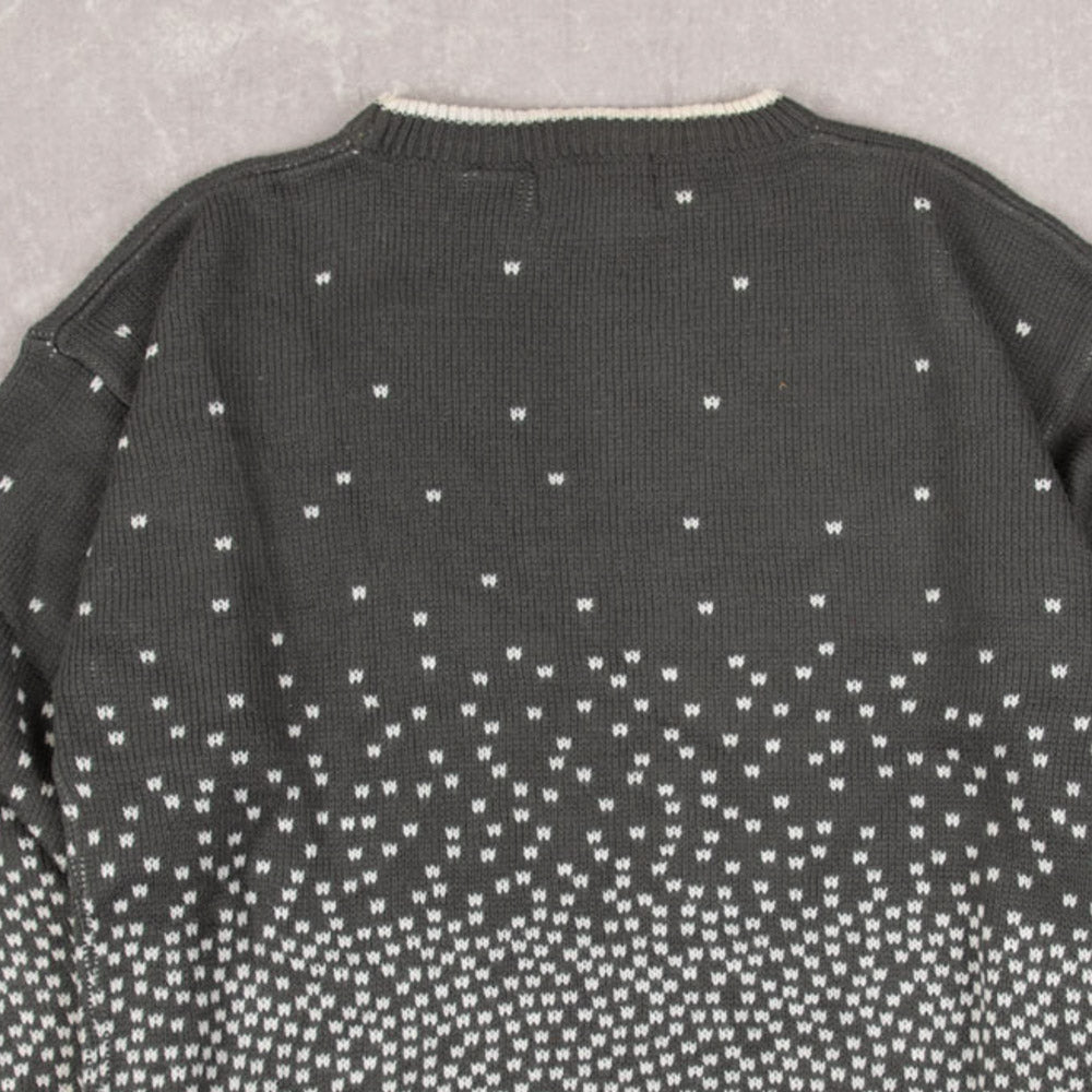 MEN'S VINTAGE 1990S PATTERNED KNITTED JUMPER - MEDIUM