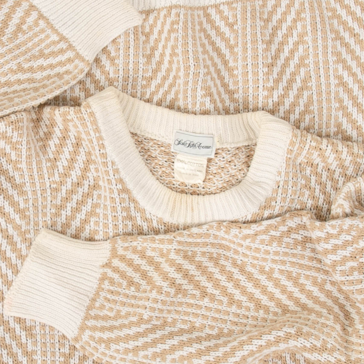 WOMEN'S VINTAGE 1970S SAKS FIFTH AVENUE STRUCTURED KNITTED JUMPER - LARGE