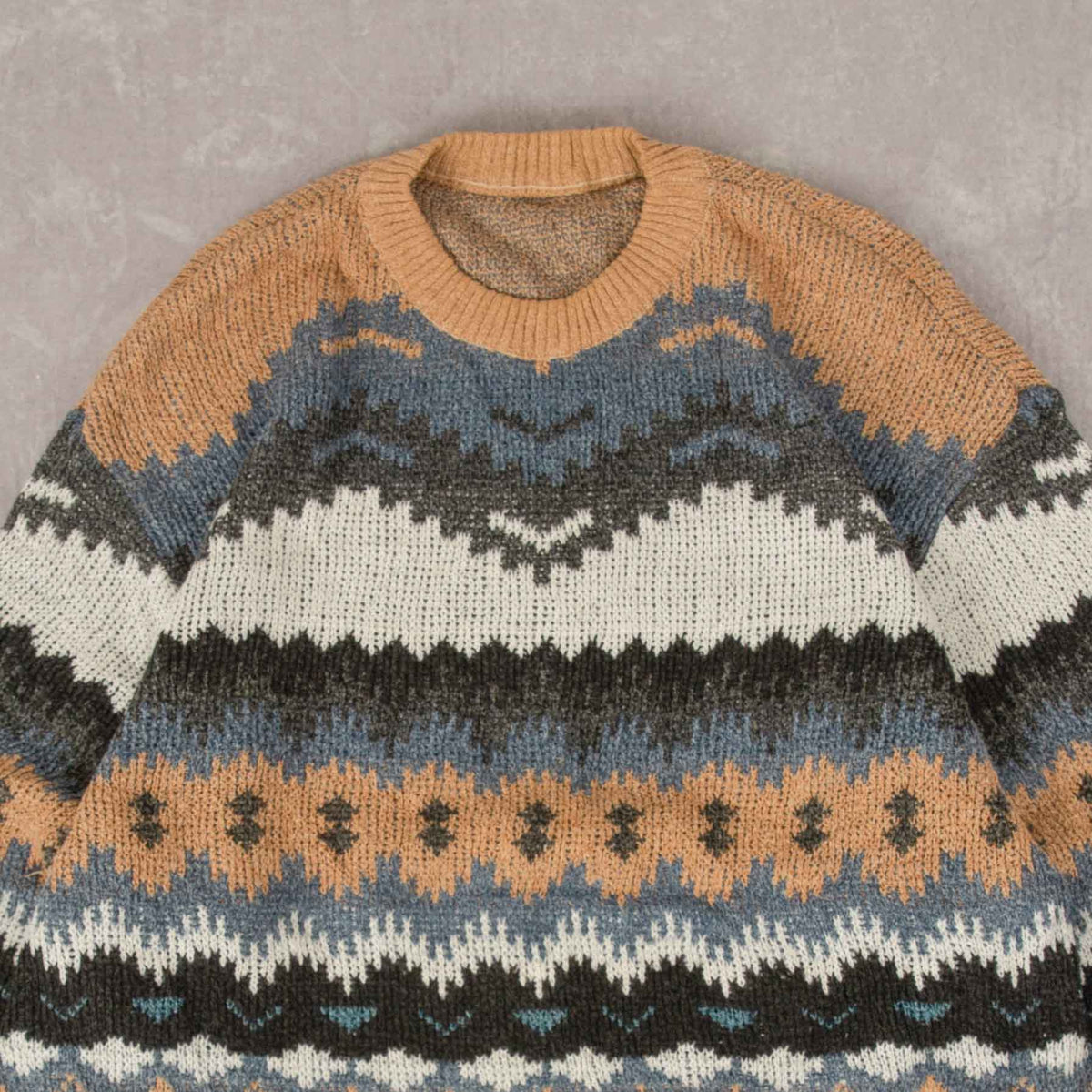 WOMEN'S VINTAGE 1990S PATTERNED KNITTED JUMPER - LARGE