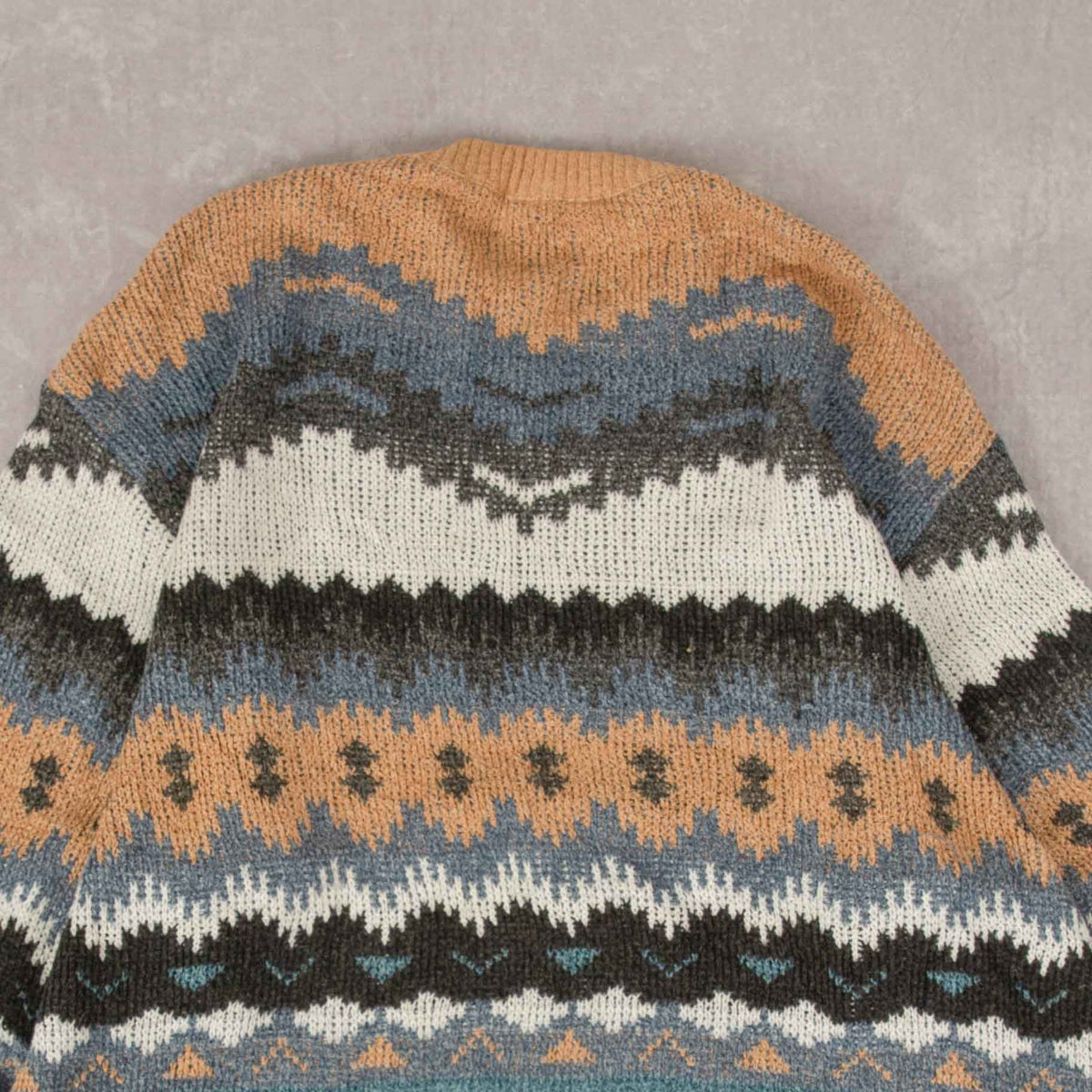 WOMEN'S VINTAGE 1990S PATTERNED KNITTED JUMPER - LARGE
