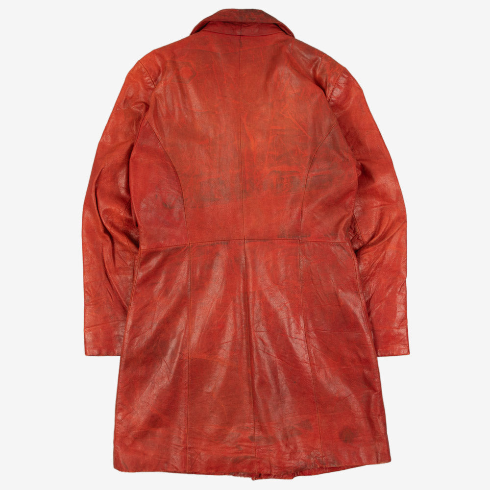 WOMEN'S VINTAGE 1990S LEATHER LONG LENGTH JACKET - XX-LARGE