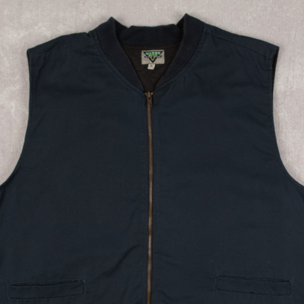 MEN'S VINTAGE FLEECE LINED GILET VEST JACKET - X-LARGE