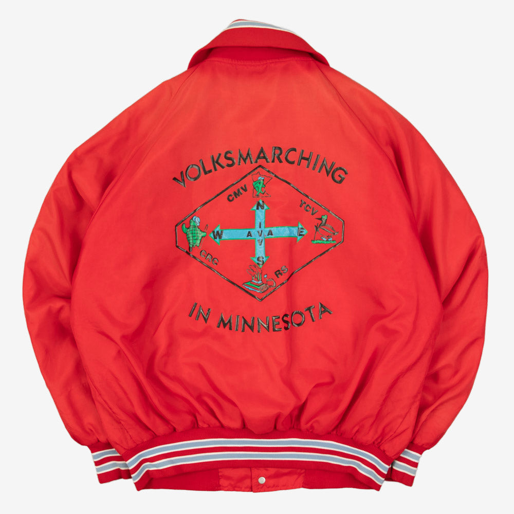 MEN'S VINTAGE 1990S VOLKSMARCHING SATIN BOMBER JACKET - LARGE