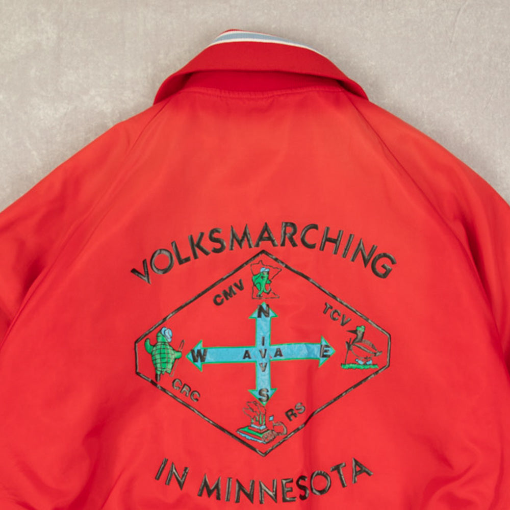MEN'S VINTAGE 1990S VOLKSMARCHING SATIN BOMBER JACKET - LARGE