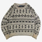 MEN'S VINTAGE 1990S PATTERNED KNITTED JUMPER - LARGE