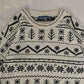 MEN'S VINTAGE 1990S PATTERNED KNITTED JUMPER - LARGE