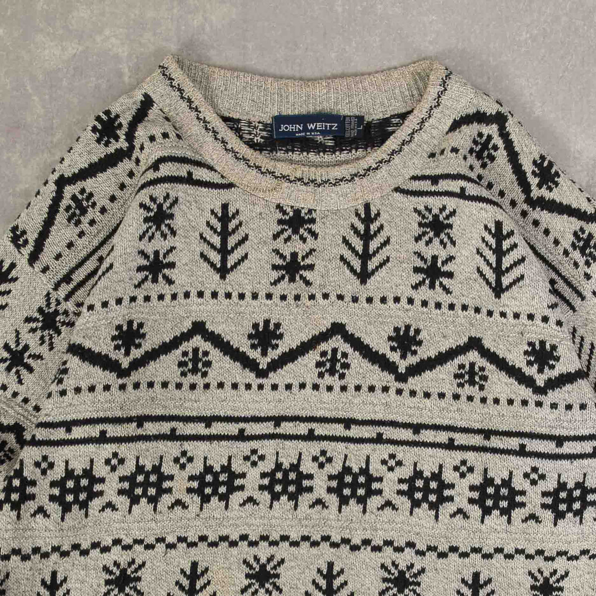 MEN'S VINTAGE 1990S PATTERNED KNITTED JUMPER - LARGE