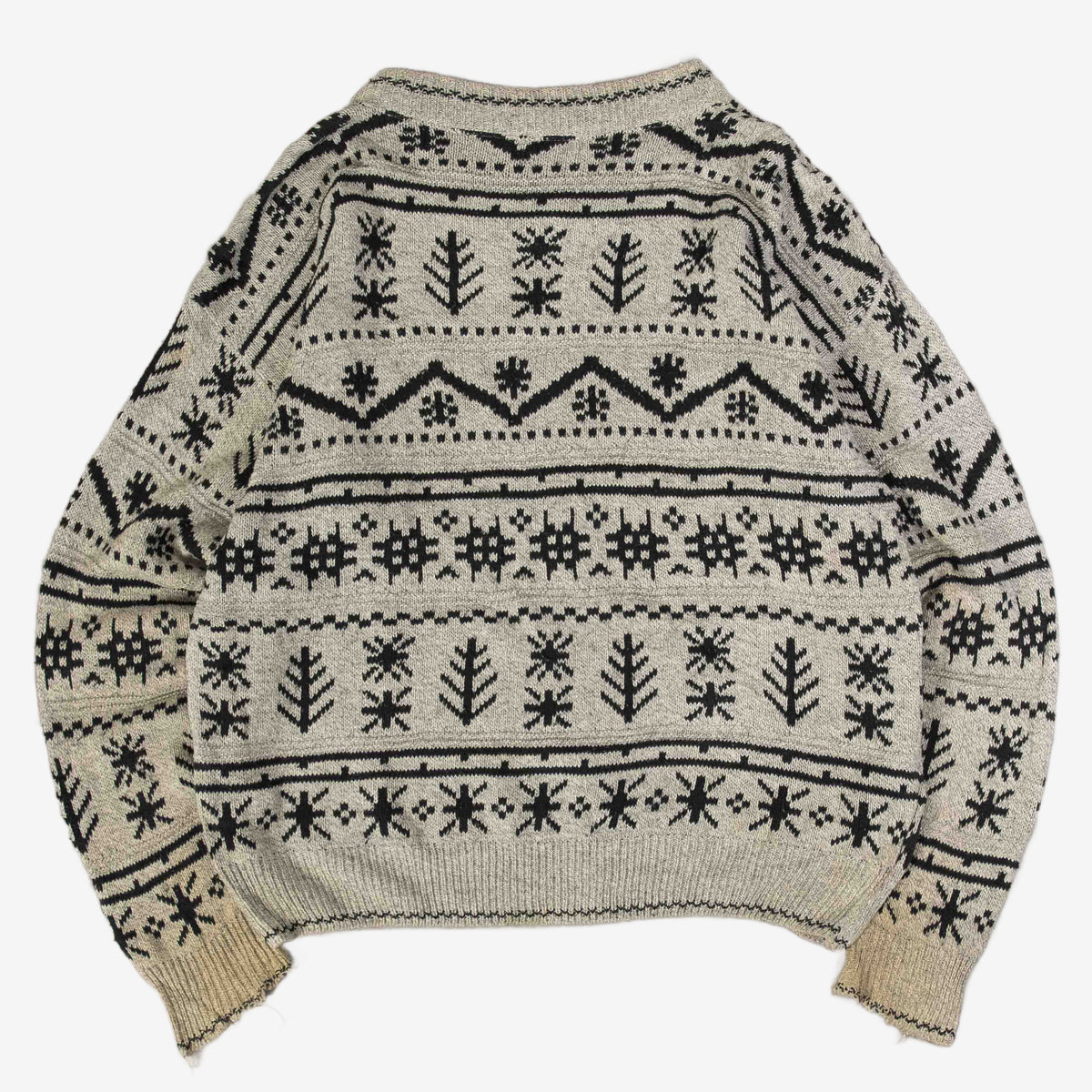 MEN'S VINTAGE 1990S PATTERNED KNITTED JUMPER - LARGE