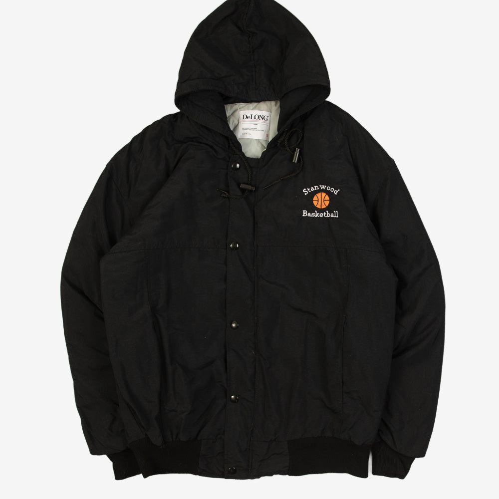 MEN'S VINTAGE 1980S SPARTANS HOODED BOMBER JACKET - SMALL
