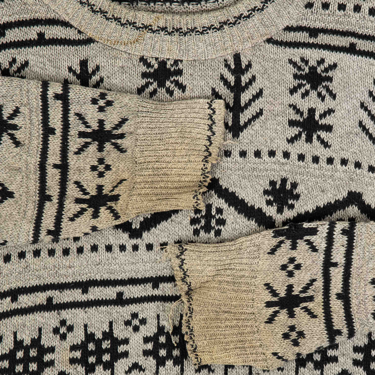 MEN'S VINTAGE 1990S PATTERNED KNITTED JUMPER - LARGE