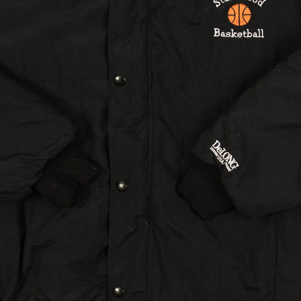 MEN'S VINTAGE 1980S SPARTANS HOODED BOMBER JACKET - SMALL