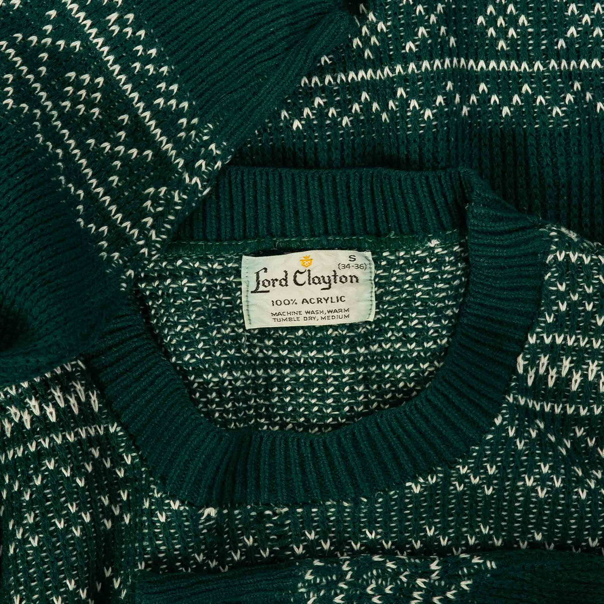 WOMEN'S VINTAGE 1960S PATTERNED KNITTED JUMPER - SMALL