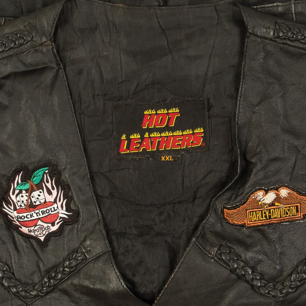 WOMEN'S VINTAGE 1990S HOT LEATHERS GILET VEST JACKET - XX-LARGE