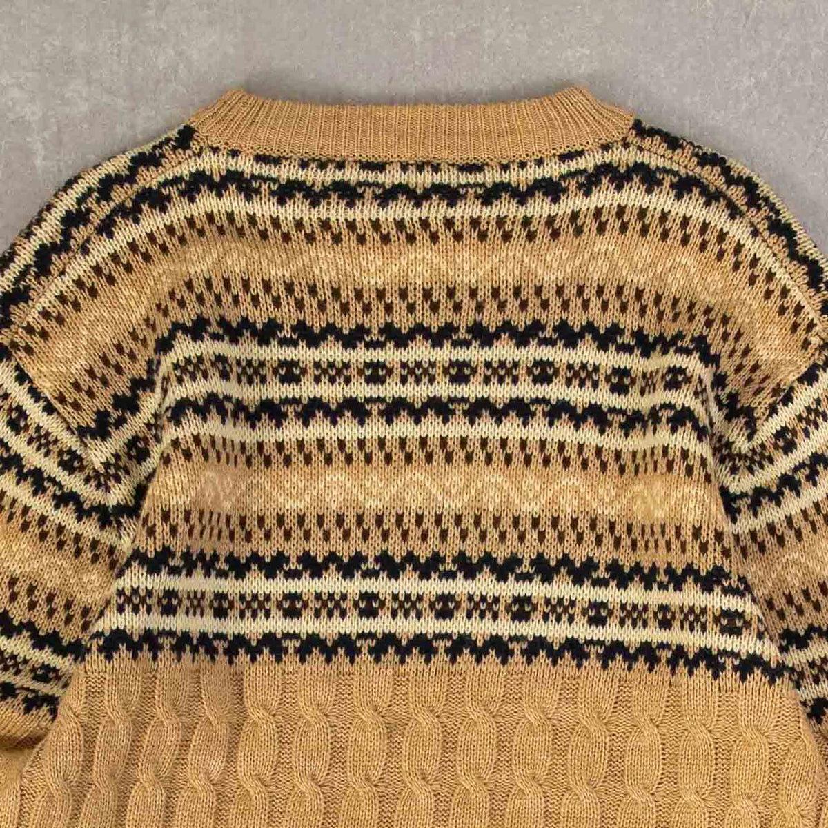 WOMEN'S VINTAGE 1980S FAIR ISLE CABLE KNITTED JUMPER - MEDIUM