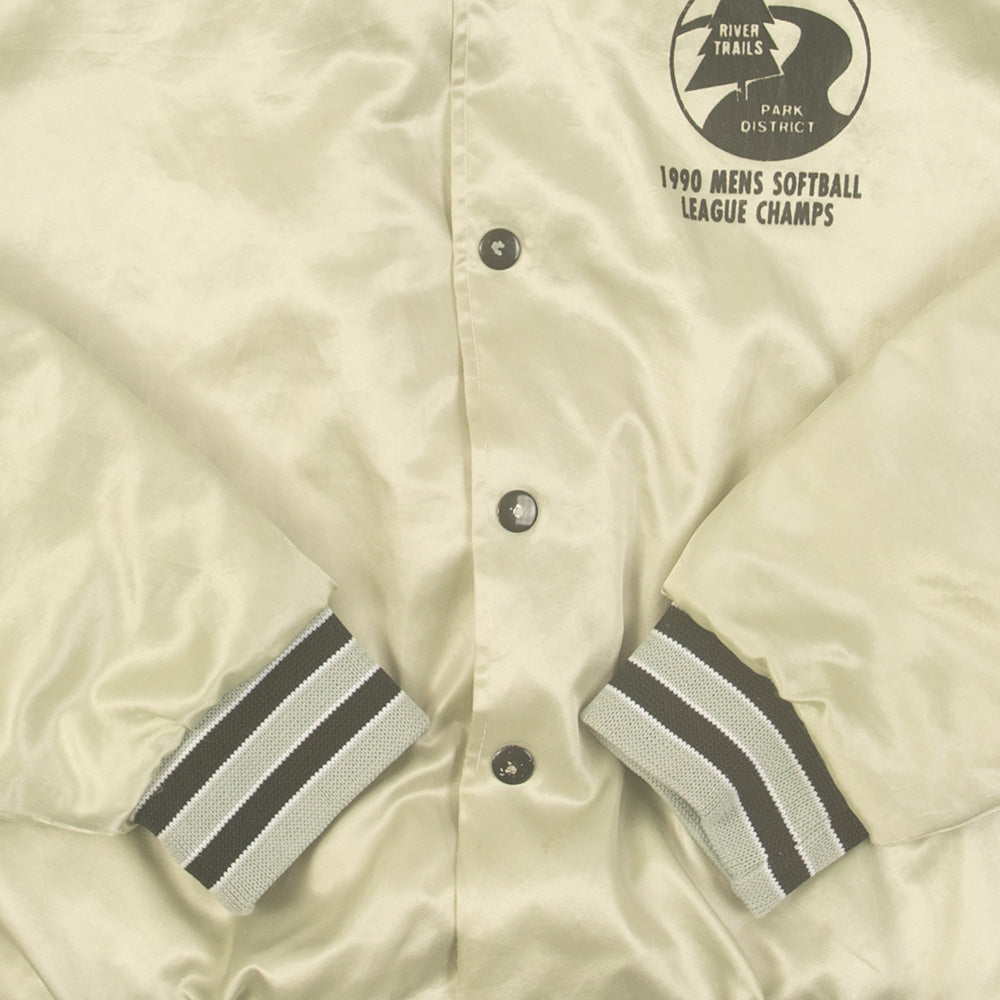 MEN'S VINTAGE 1990 SOFTBALL LEAGUE CHAMPS SATIN BOMBER JACKET - LARGE
