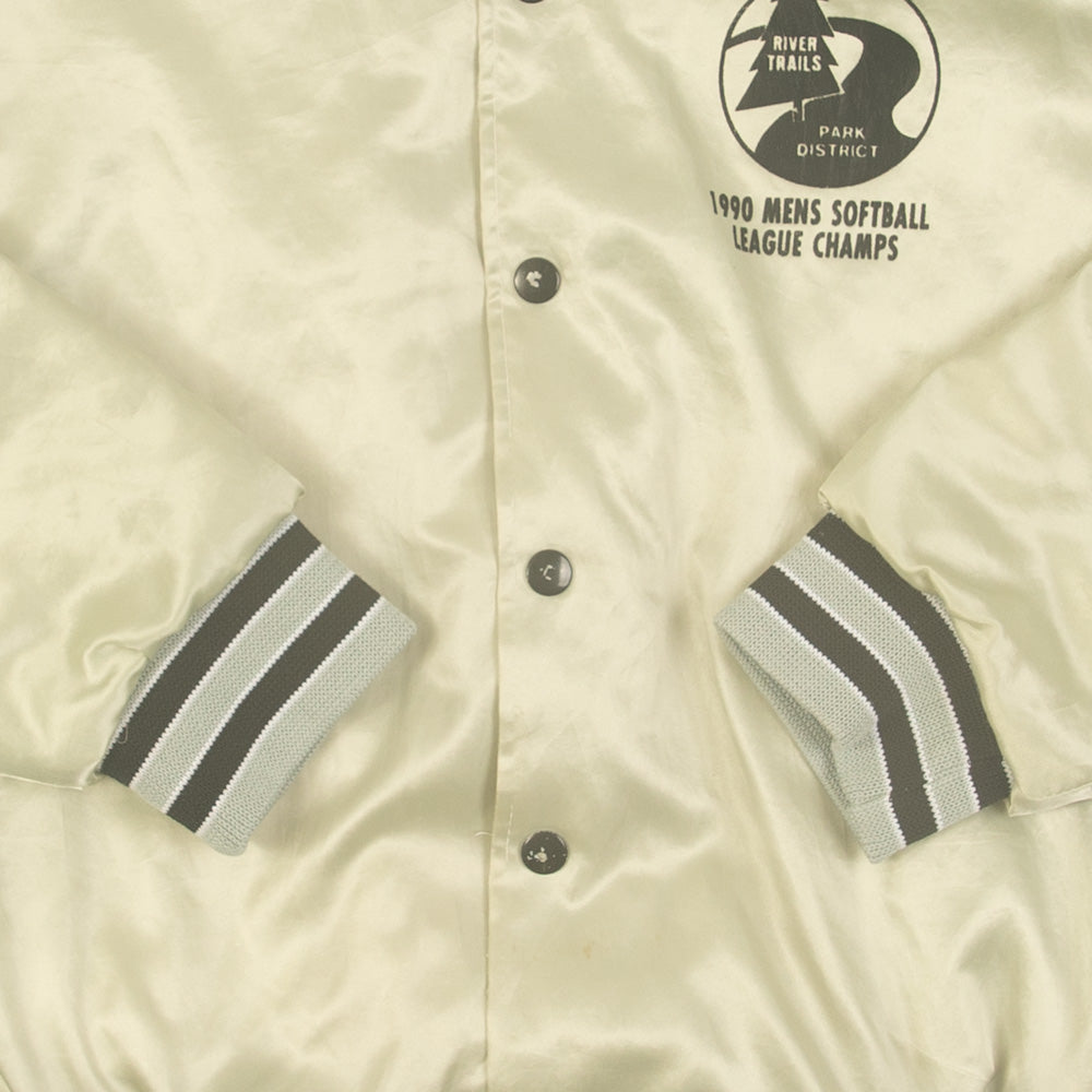 MEN'S VINTAGE 1990 SOFTBALL LEAGUE CHAMPS SATIN BOMBER JACKET - LARGE
