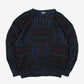 MEN'S VINTAGE 1980S STRUCTURED PATTERNED KNITTED JUMPER - LARGE