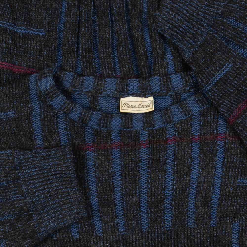 MEN'S VINTAGE 1980S STRUCTURED PATTERNED KNITTED JUMPER - LARGE