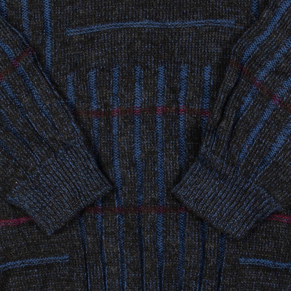MEN'S VINTAGE 1980S STRUCTURED PATTERNED KNITTED JUMPER - LARGE