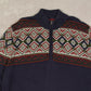 MEN'S VINTAGE IZOD QUATER ZIP PATTERNED KNITTED JUMPER - XX-LARGE