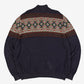 MEN'S VINTAGE IZOD QUATER ZIP PATTERNED KNITTED JUMPER - XX-LARGE