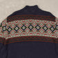 MEN'S VINTAGE IZOD QUATER ZIP PATTERNED KNITTED JUMPER - XX-LARGE