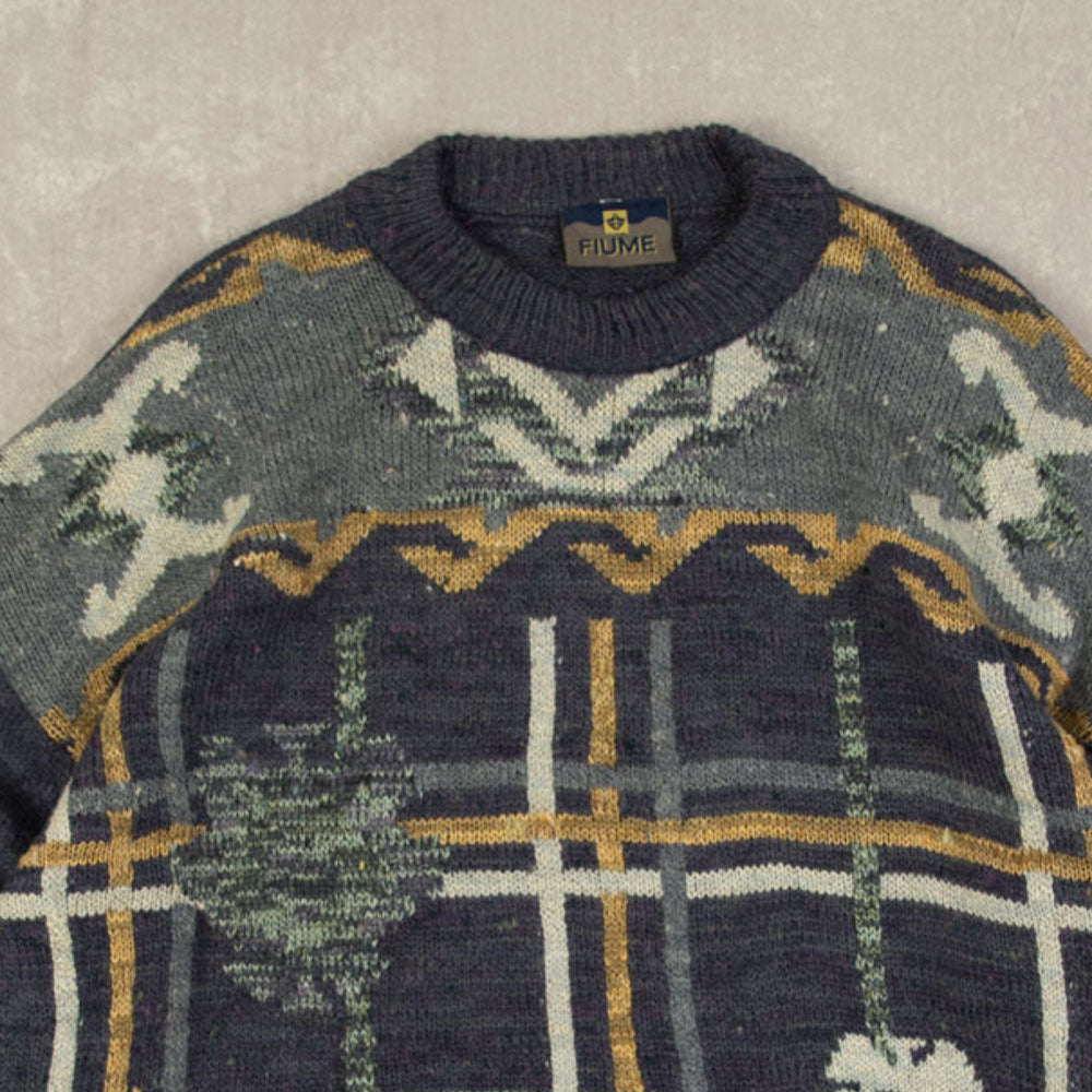 MEN'S VINTAGE 1990S MADE IN ITALY STRUCTURED KNITTED JUMPER - LARGE