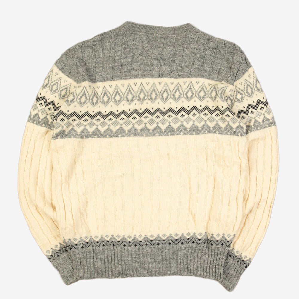 MEN'S VINTAGE 1990S PATTERNED KNITTED JUMPER - LARGE