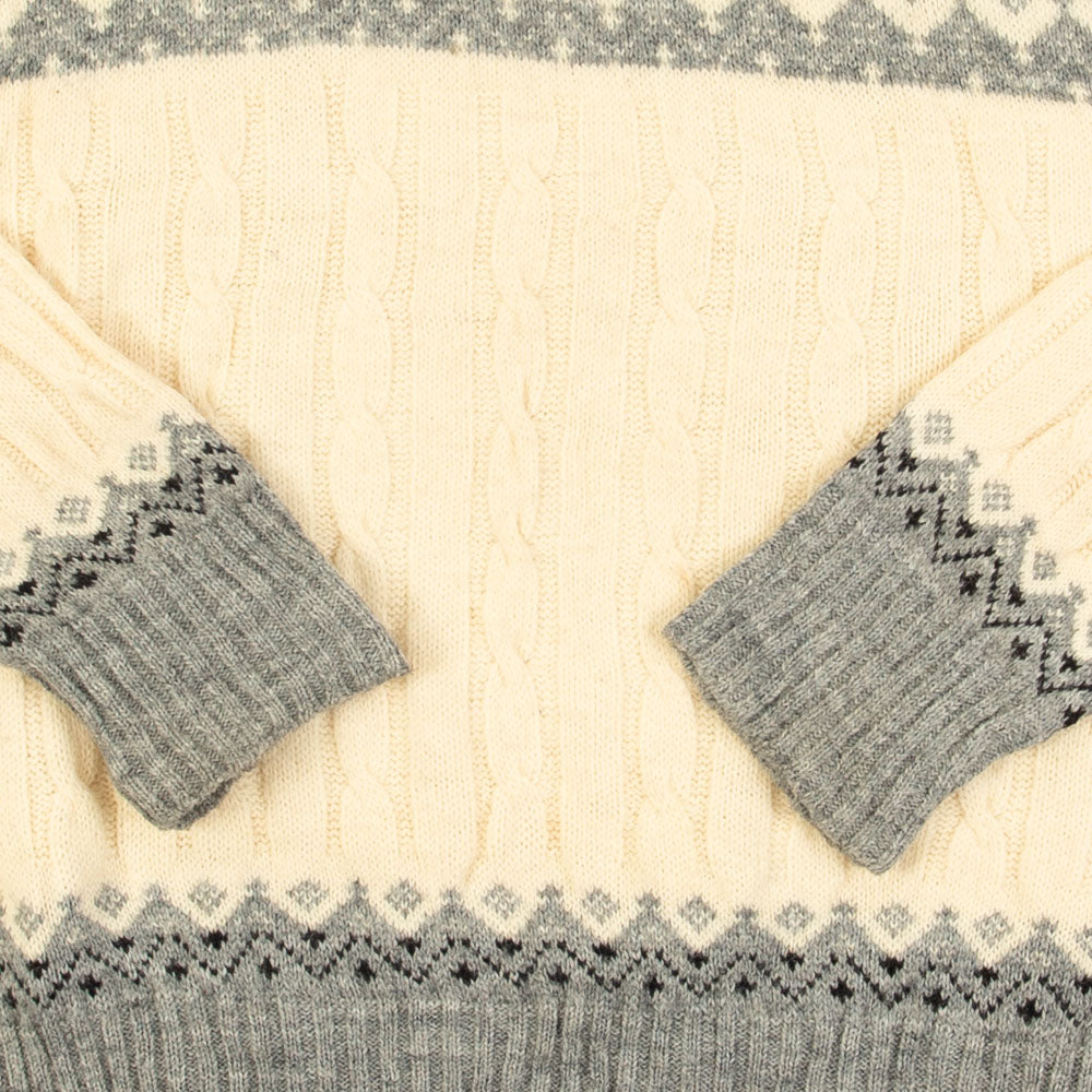 MEN'S VINTAGE 1990S PATTERNED KNITTED JUMPER - LARGE