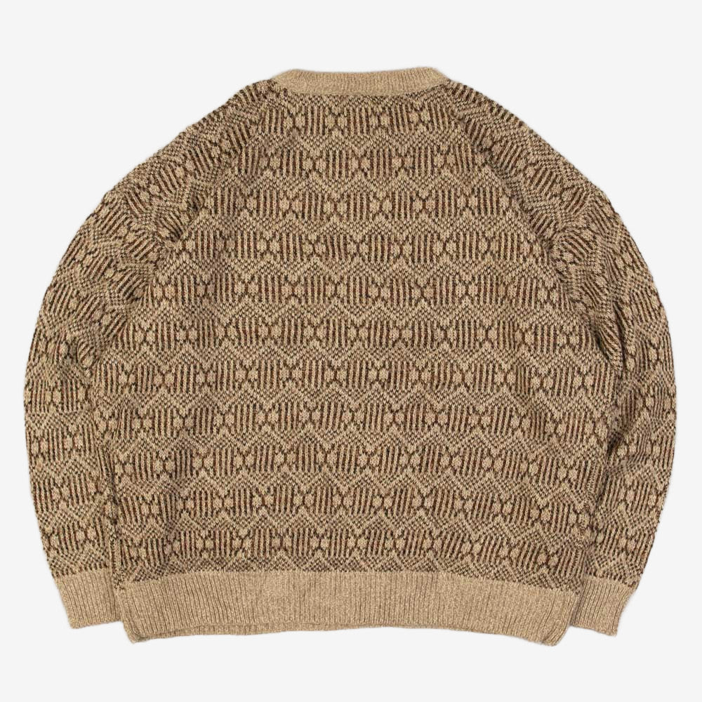 MEN'S VINTAGE 1990S STRUCTURED PATTERNED KNITTED JUMPER - X-LARGE