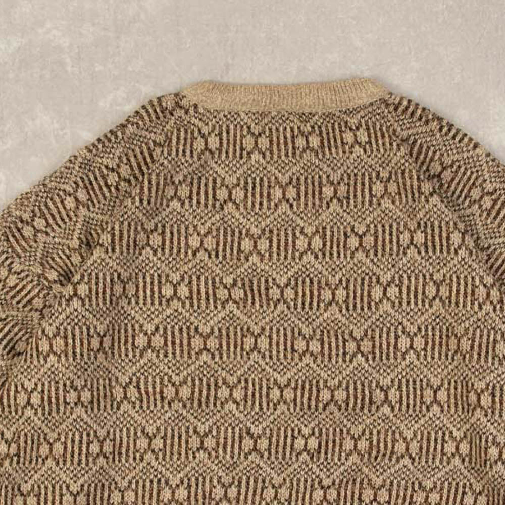 MEN'S VINTAGE 1990S STRUCTURED PATTERNED KNITTED JUMPER - X-LARGE