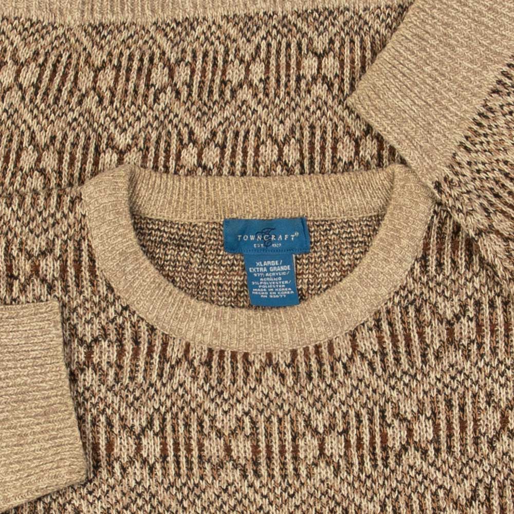 MEN'S VINTAGE 1990S STRUCTURED PATTERNED KNITTED JUMPER - X-LARGE