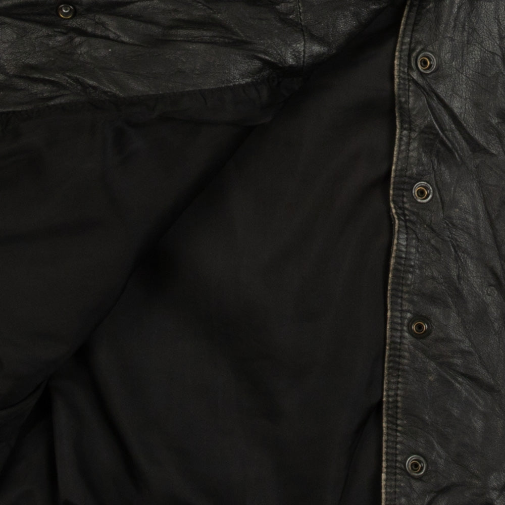 MEN'S VINTAGE 1990S LEATHER GILET VEST JACKET - MEDIUM