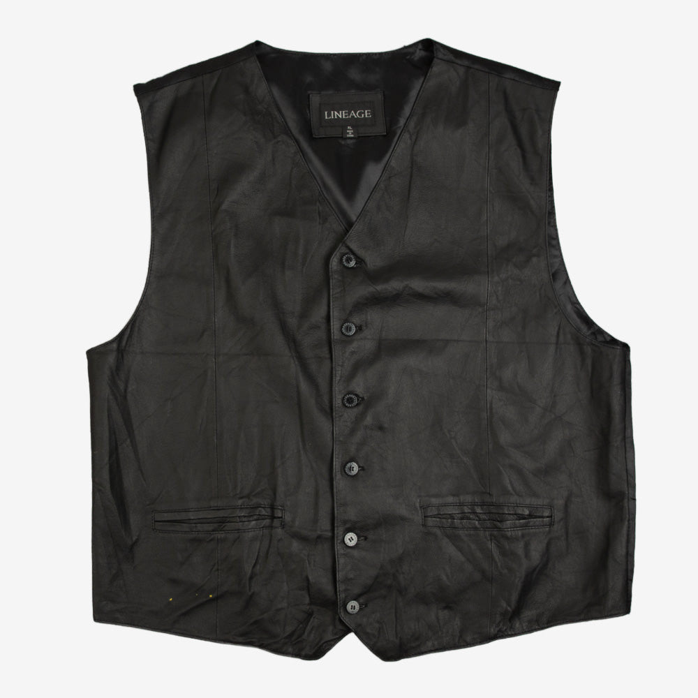 MEN'S VINTAGE LEATHER GILET VEST JACKET - X-LARGE