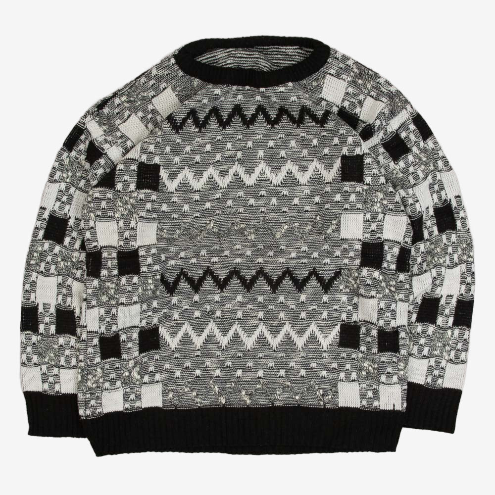 MEN'S VINTAGE 1990S STRUCTURED KNITTED JUMPER - MEDIUM