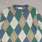 MEN'S VINTAGE 1990S ARGYLE PATTERNED KNITTED JUMPER - X-LARGE