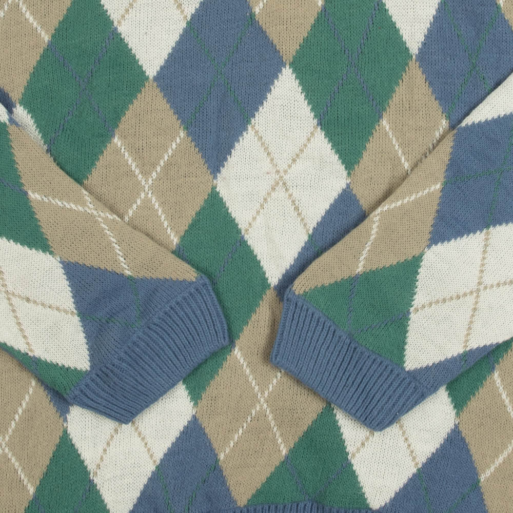 MEN'S VINTAGE 1990S ARGYLE PATTERNED KNITTED JUMPER - X-LARGE